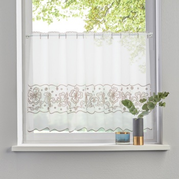 Штора-кафе «Flowers» мокка высота 60см (Ширина 270см)