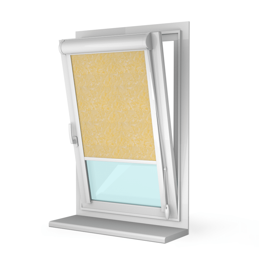 Рулонная штора «UNI 2» фурнитура Белая. Ткань коллекции «Шелк» Кремовый