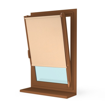 Рулонная штора «Мини» фурнитура Золотой дуб. Ткань коллекции «Пастель» Песок (компл. Besta)