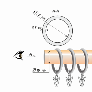 изображение кольцо 19 круглое с зажимом упак. 10 шт на olexdeco.ru