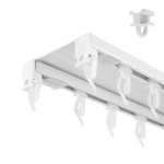 Алюминиевый потолочный карниз «Верона» двухрядный Белый (370-2 бегунок)