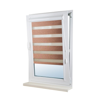 Рулонная штора «UNI 1 День-Ночь» фурнитура Белая. Ткань коллекции «Саванна» Корица (компл. Besta)