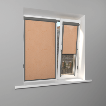 Рулонная штора «UNI 2» фурнитура Темно-серая. Ткань коллекции «Арабеска» Бежевый (компл. Besta)