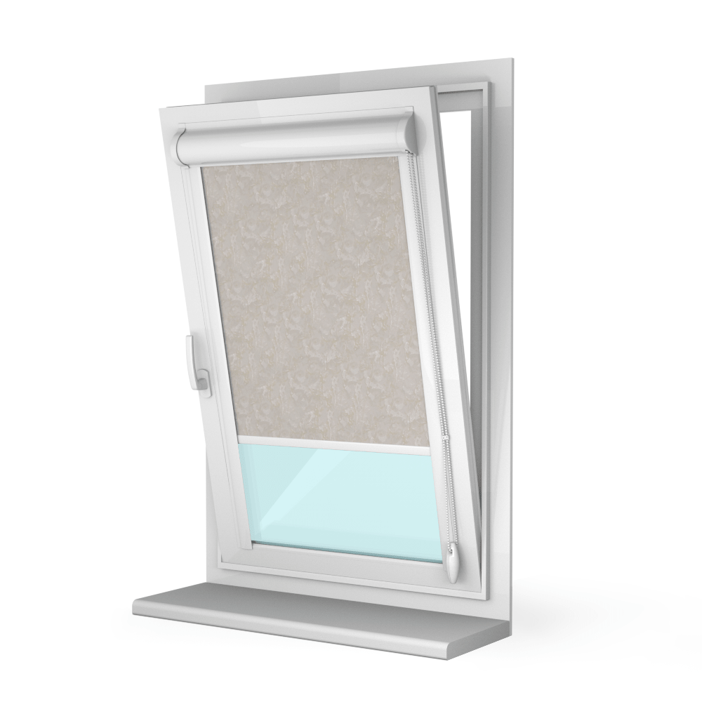 Рулонная штора «UNI 1» фурнитура Белая. Ткань коллекции «Шелк» Жемчуг