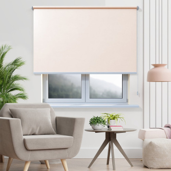 Рулонная штора «Toledo» ø28 фурнитура Белая. Ткань коллекции «Пастель» Персик