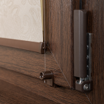 Рулонная штора «Мини» фурнитура Коричневая. Ткань коллекции «Арабеска» Бежевый