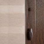 Рулонная штора «Мини День-Ночь» фурнитура Коричневая. Ткань коллекции «Саванна» Шампань