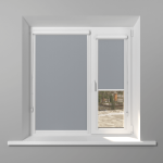 Рулонная штора «UNI 1» фурнитура Белая. Ткань коллекции «Аканта» Silver Blackout Серая