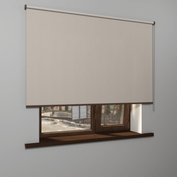 Рулонная штора «MGS» фурнитура Коричневая. Ткань коллекции «Лен» Темно-бежевый (компл. Besta)