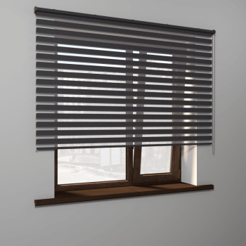 Рулонная штора «MGS День-Ночь» фурнитура Коричневая. Ткань коллекции «Саванна» Черный (компл. Besta)