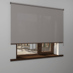 Рулонная штора «MGS» фурнитура Коричневая. Ткань коллекции «Плэин» Серый