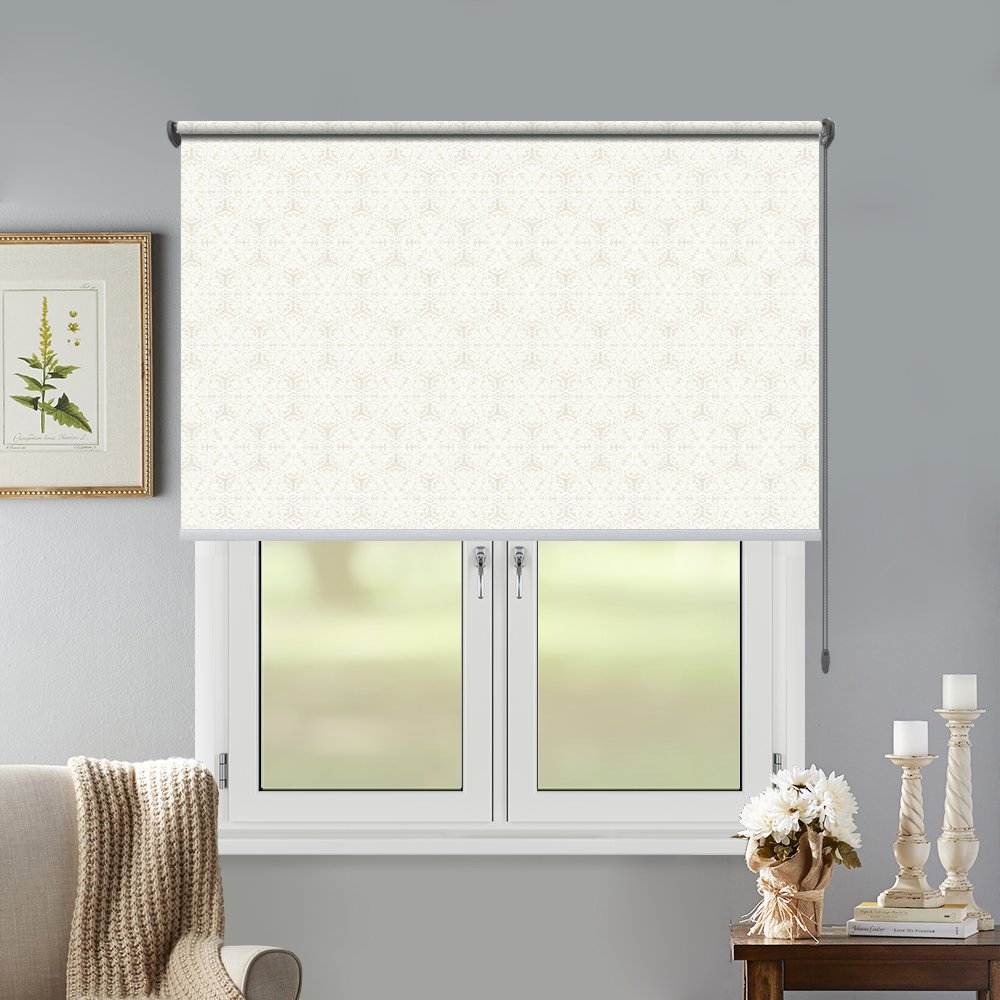 Рулонная штора «Toledo» ø28 фурнитура Черная. Ткань коллекции «Пандора» Жемчуг