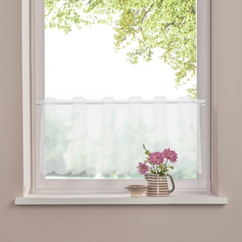 Штора-кафе «Romantik» молоко высота 30см (Ширина 125см)