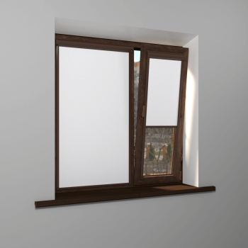 Рулонная штора «UNI 2» фурнитура Коричневая. Ткань коллекции «Пастель» Белый (компл. Bestа)