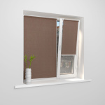 Рулонная штора «Мини» фурнитура Белая. Ткань коллекции «Тэсиро» Коричневый (компл. Besta)