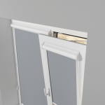 Рулонная штора «UNI 1» фурнитура Белая. Ткань коллекции «Аканта» Silver Blackout Серая