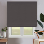 Римская штора черный подъемный механизм «Монро» Dim-out Темный графит