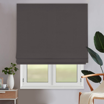 Римская штора черный подъем. мех. «Монро» Dim-out Темный графит («Мадрид» L=100 см H=170 см)
