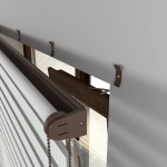 Рулонная штора «MGS День-Ночь» фурнитура Коричневая. Ткань коллекции «Саванна» Белый