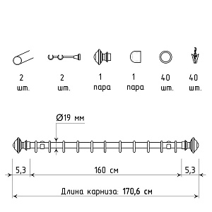 изображение двухрядный стеновой карниз для штор «верди» на olexdeco.ru