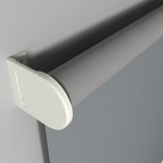 Рулонная штора «Moncada» ø38 фурнитура Белая. Ткань коллекции «Плэин» Silver  Blackout Серый