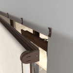 Рулонная штора «MGS» фурнитура Коричневая. Ткань коллекции «Шелк» Жемчуг