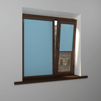 Рулонная штора «UNI 2» фурнитура Коричневая. Ткань коллекции «Плэин» Небесный (компл. Bestа)