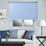 Рулонная штора «Toledo» ø28 фурнитура Черная. Ткань коллекции «Лазурь» Голубая