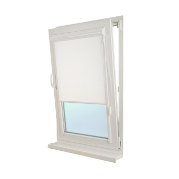 Рулонная штора «UNI 2» фурнитура Белая. Ткань коллекции «Родонит» Белый (компл. Besta)