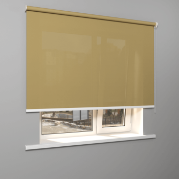 Рулонная штора «Moncada» ø38 фурнитура Белая. Ткань коллекции «Плэин» Хаки