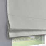 Римская штора черный подъемный механизм «Монро» Dim-out Белый дым