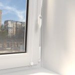 Рулонная штора «Мини» фурнитура Белая. Ткань коллекции «Плэин» Silver BO Серый (компл. Besta)