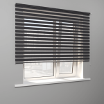 Рулонная штора «MGS День-Ночь» фурнитура Белая. Ткань коллекции «Саванна» Черный