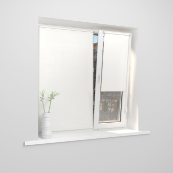 Рулонная штора «Мини» фурнитура Белая. Ткань коллекции «Санторини» Белый (компл. Besta)