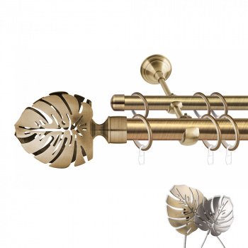 изображение двухрядный стеновой карниз для штор «монстера» антик на olexdeco.ru