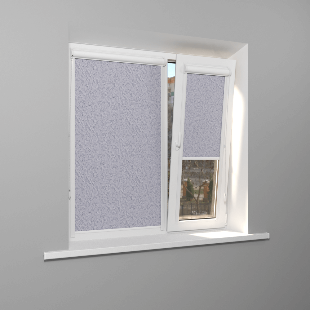 Рулонная штора «UNI 1» фурнитура Белая. Ткань коллекции «Шелк Blackout» Фарфор