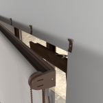 Рулонная штора «MGS» фурнитура Коричневая. Ткань коллекции «Скрин Виши» Бело-серый