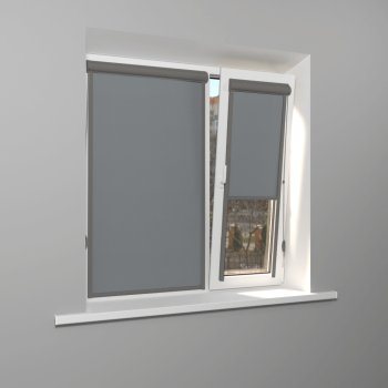 Рулонная штора «UNI 2» фурнитура Темно-серая. Ткань коллекции «Плэин» Silver BO Серый (компл. Bestа)