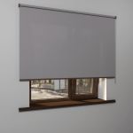 Рулонная штора «MGS» фурнитура Коричневая. Ткань коллекции «Тэсиро» Светло-серый