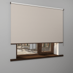 Рулонная штора «MGS» фурнитура Коричневая. Ткань коллекции «Лен» Blackout Темно-бежевый