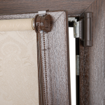 Рулонная штора «Мини» фурнитура Коричневая. Ткань коллекции «Арабеска» Бежевый