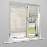 Римская штора «Тулон» индивидуальный размер тюль «Родос» Молочный