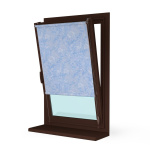 Рулонная штора «Мини» фурнитура Коричневая. Ткань коллекции «Шелк» Голубой