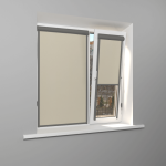 Рулонная штора «UNI 2» фурнитура Темно-серая. Ткань коллекции «Плэин» Silver Blackout Айвори