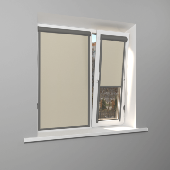 Рулонная штора «UNI 2» фурнитура Темно-серая. Ткань коллекции «Плэин» Silver BO Айвори (компл. Bestа)