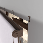 Рулонная штора «MGS» фурнитура Коричневая. Ткань коллекции «Родонит» Белый