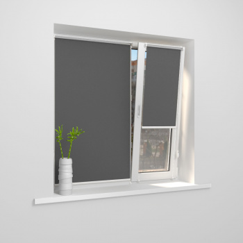 Рулонная штора «Мини» фурнитура Белая. Ткань коллекции «Плэин» Silver BO Муссон (компл. Besta)