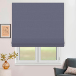 Римская штора белый подъемный механизм «Валенсия» Blackout Серо-синий