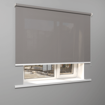 Рулонная штора «Moncada» ø38 фурнитура Белая. Ткань коллекции «Плэин» Серый