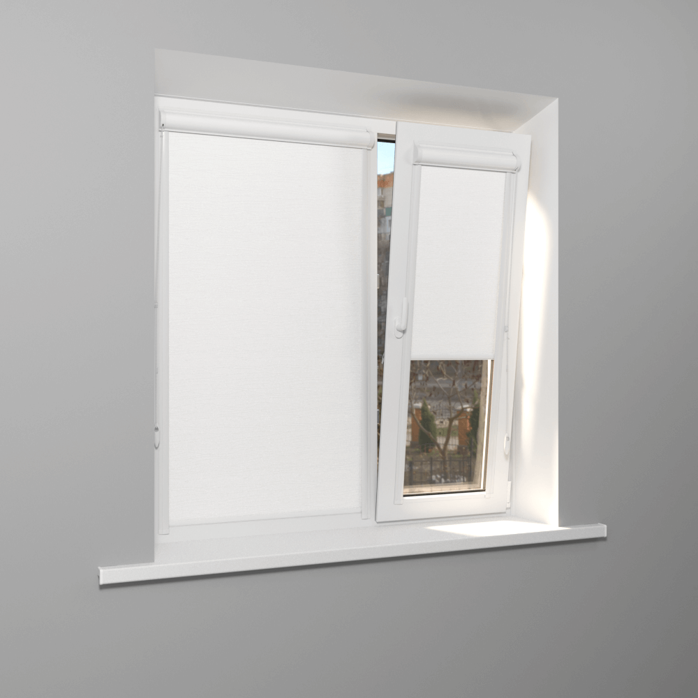 Рулонная штора «UNI 1» фурнитура Белая. Ткань коллекции «Сократэс» Белый